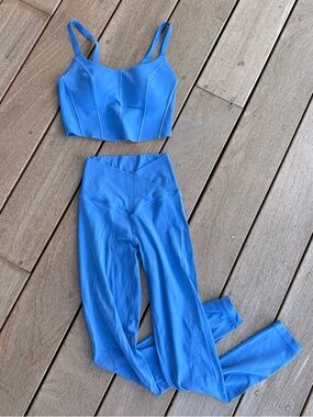Aerie Activewear Corset Bra & Legging Set in Bright Blue - Real Me